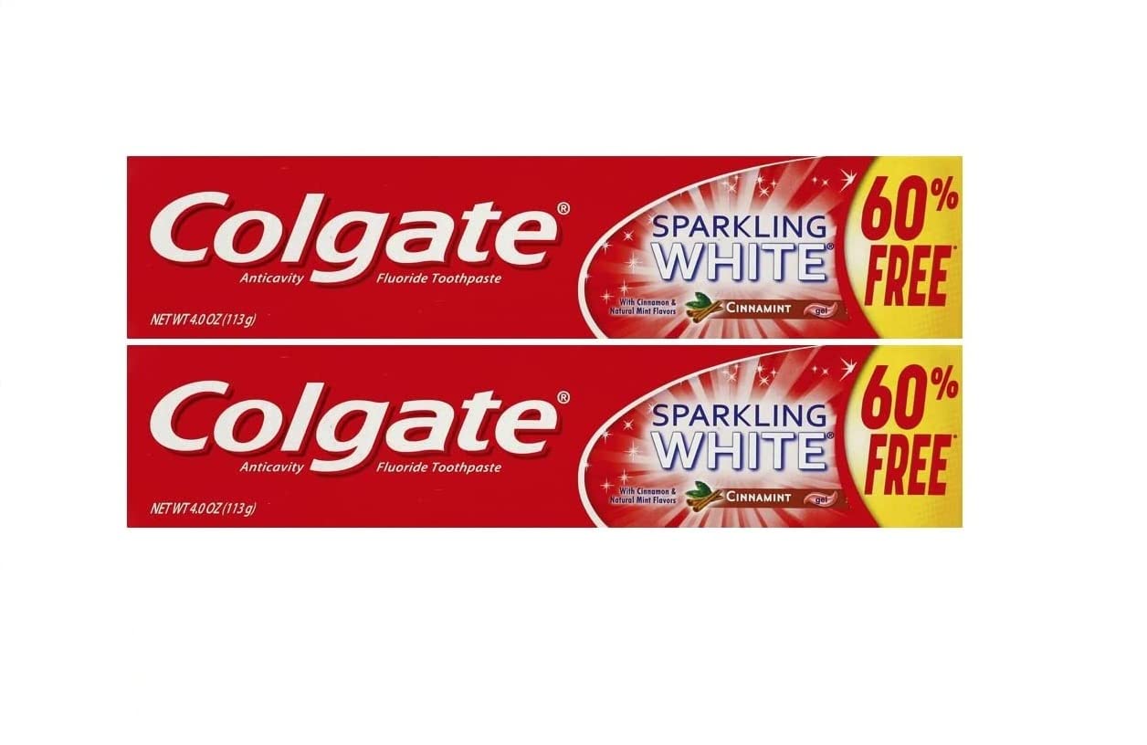Colgate Sparkling White Cinnamint Toothpaste 4.0 oz (2 Pack) - Fluoride