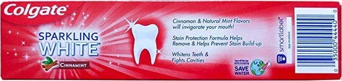 Colgate Sparkling White Cinnamint Toothpaste 4.0 oz (2 Pack) - Fluoride