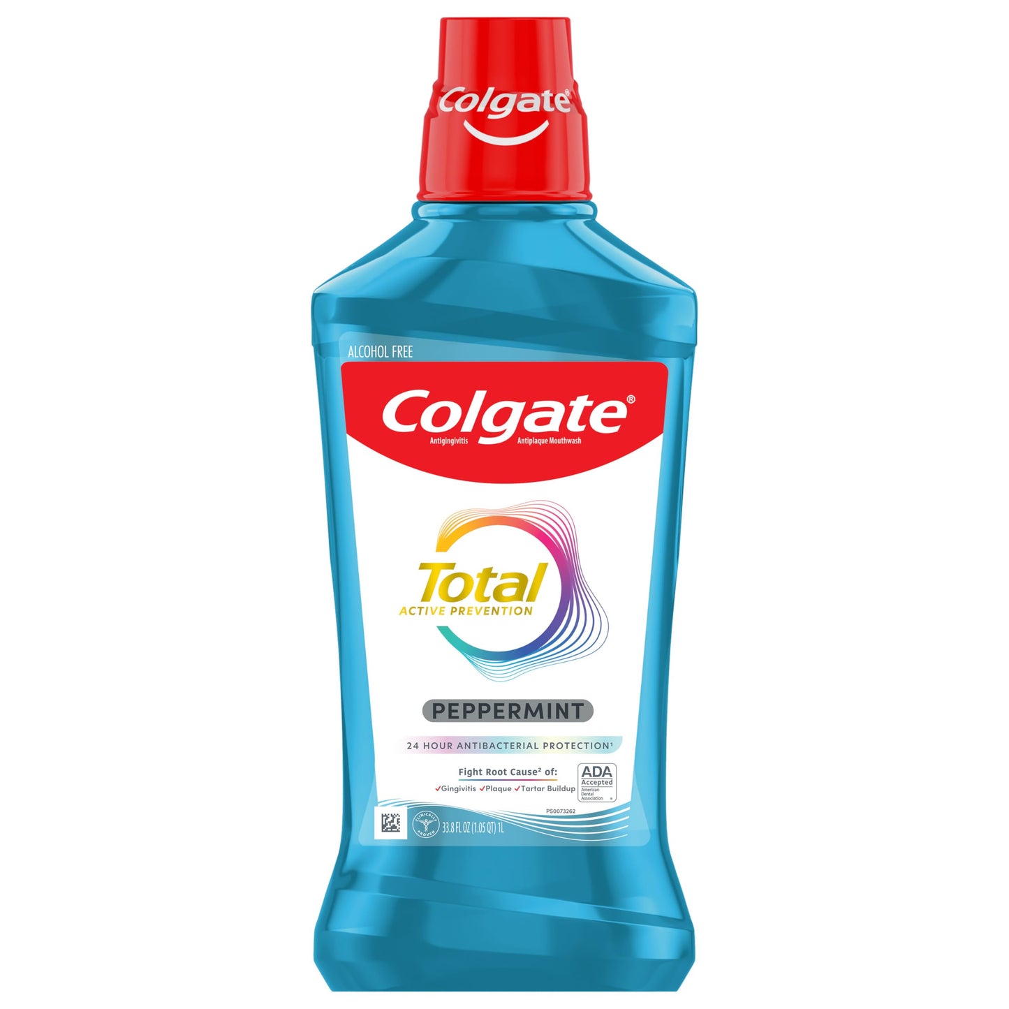 Colgate Total Alcohol Free Mouthwash – Peppermint, 1.0 L | No Alcohol, Gingivitis & Plaque Protection