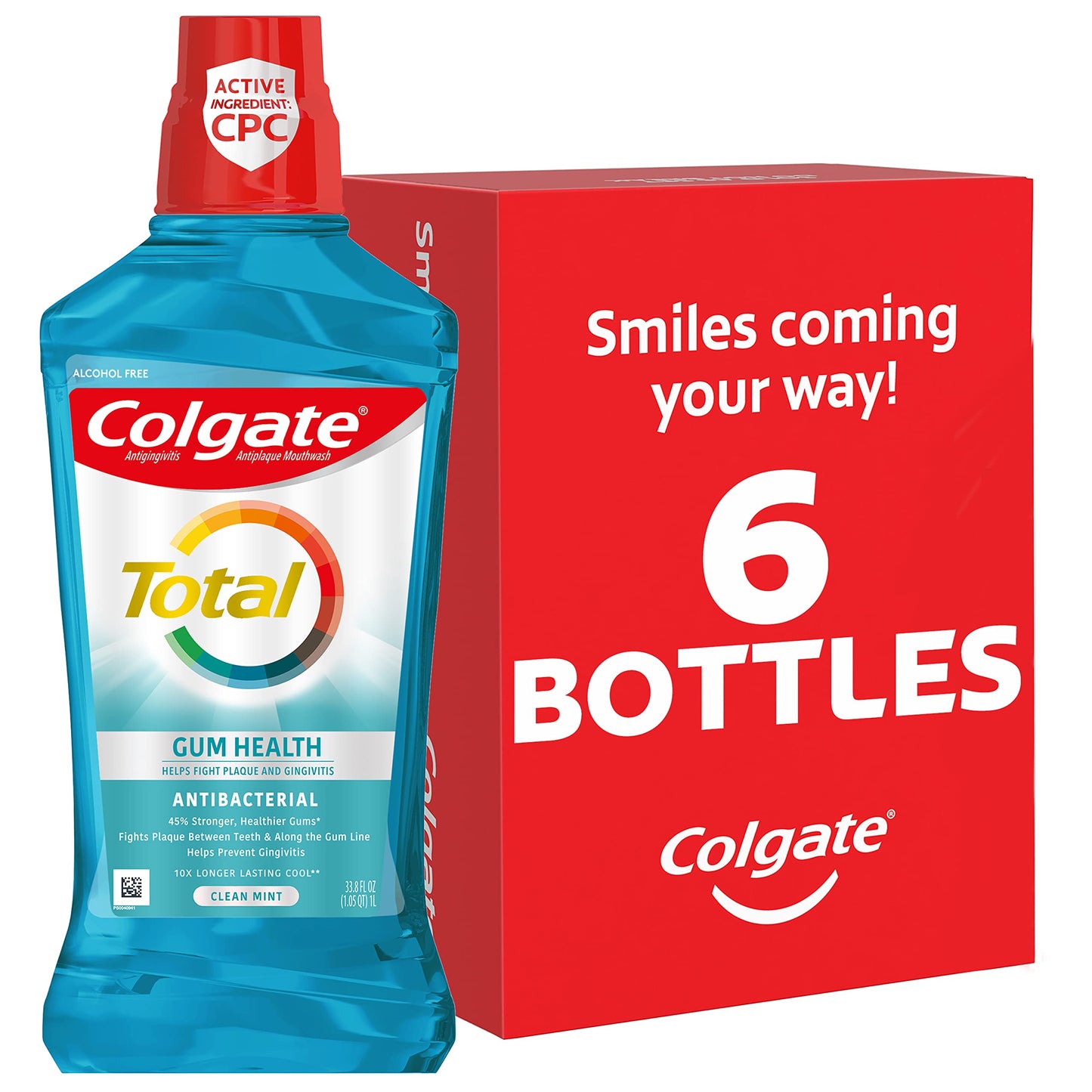 Colgate Total Gum Health Alcohol Free Mouthwash 1L – 6 Pack | ADA-Approved Mint
