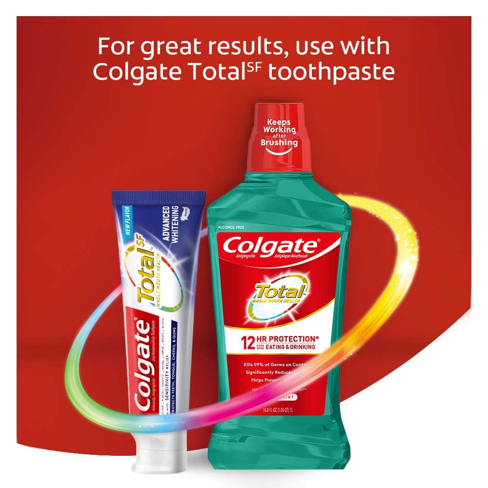 Colgate Total Pro-Shield Alcohol Free Mouthwash – Spearmint Surge, 500 mL (16.9 fl oz) Pack of 6