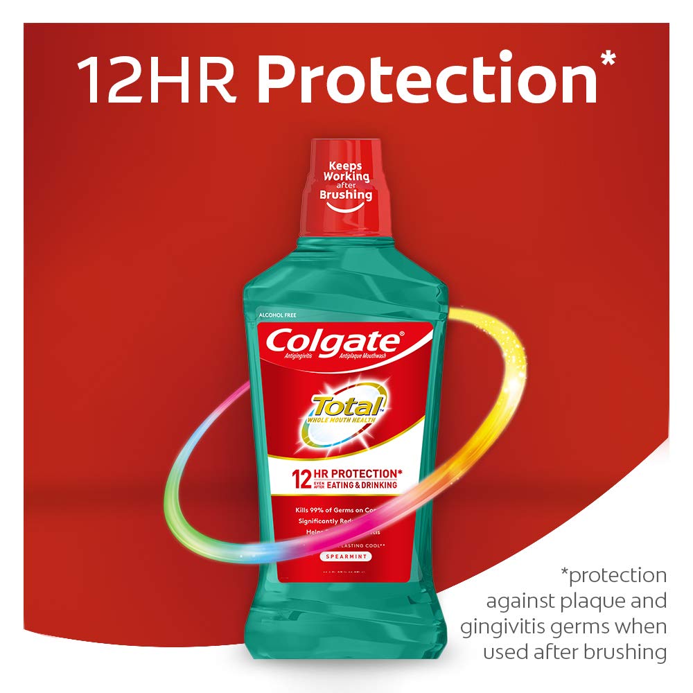 Colgate Total Pro-Shield Alcohol-Free Mouthwash, Spearmint - 500 mL (16.9 fl oz)