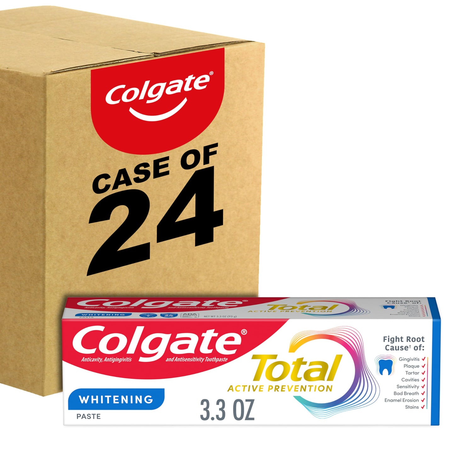 Colgate Total Whitening Toothpaste 24 Pack – Fresh Breath, Whiter Teeth, Sensitivity Relief