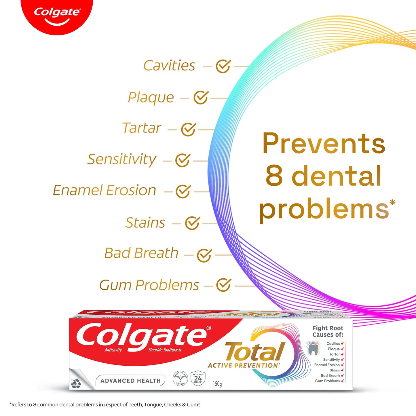 Colgate Total 150g Toothpaste – 12-Hour Protection + Free Premium Soft Toothbrush | Whole Mouth Health