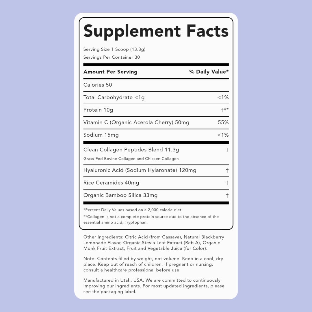 Clean Simple Eats Collagen Powder + Beauty Blend – Blackberry Lemonade, 30 Servings