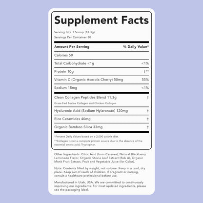 Clean Simple Eats Collagen Powder + Beauty Blend – Blackberry Lemonade, 30 Servings