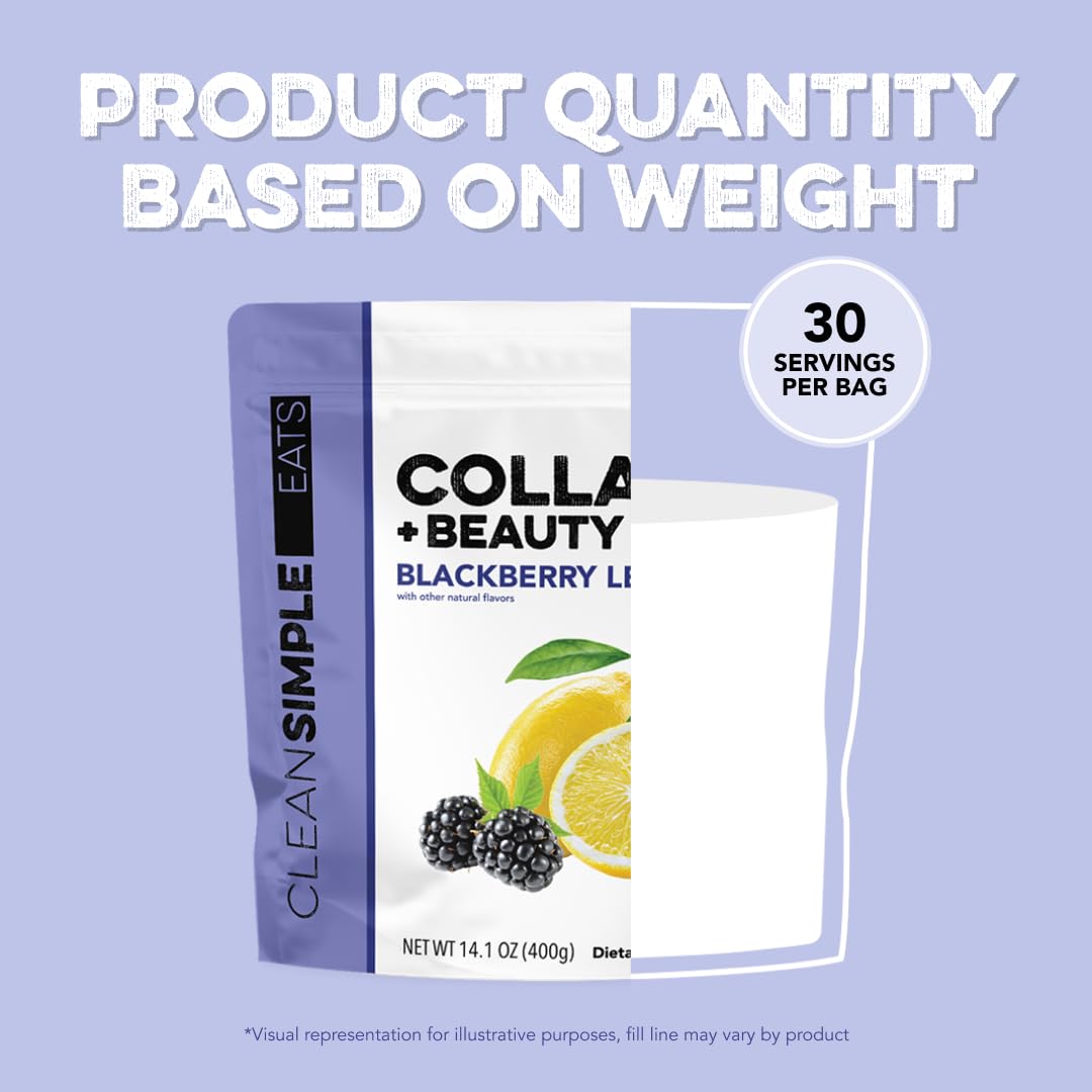 Clean Simple Eats Collagen Powder + Beauty Blend – Blackberry Lemonade, 30 Servings