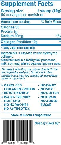Dr. Kellyann Unflavored Collagen Peptides Powder – 60 Servings, Grass-Fed, Keto & Paleo-Friendly | Non-GMO, Gluten-Free