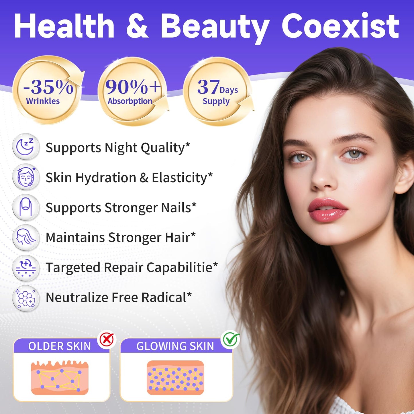 Collagen Peptides Powder for Women - Night Repair Marine Type I Soursop 450g / 16oz