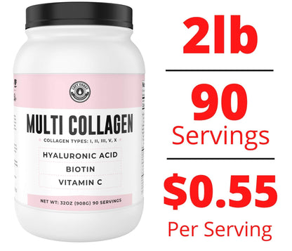 Left Coast Performance Multi Collagen Powder 2lb with Biotin, Hyaluronic Acid & Vitamin C