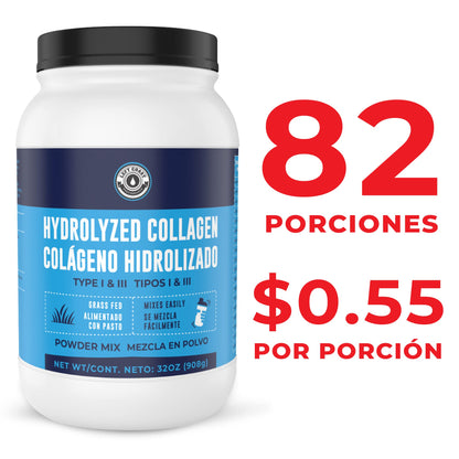 2lb Grass-Fed Hydrolyzed Collagen Powder - Type I & III Peptides - Unflavored - Supports Joints, Skin, Hair, Nails - Best Value