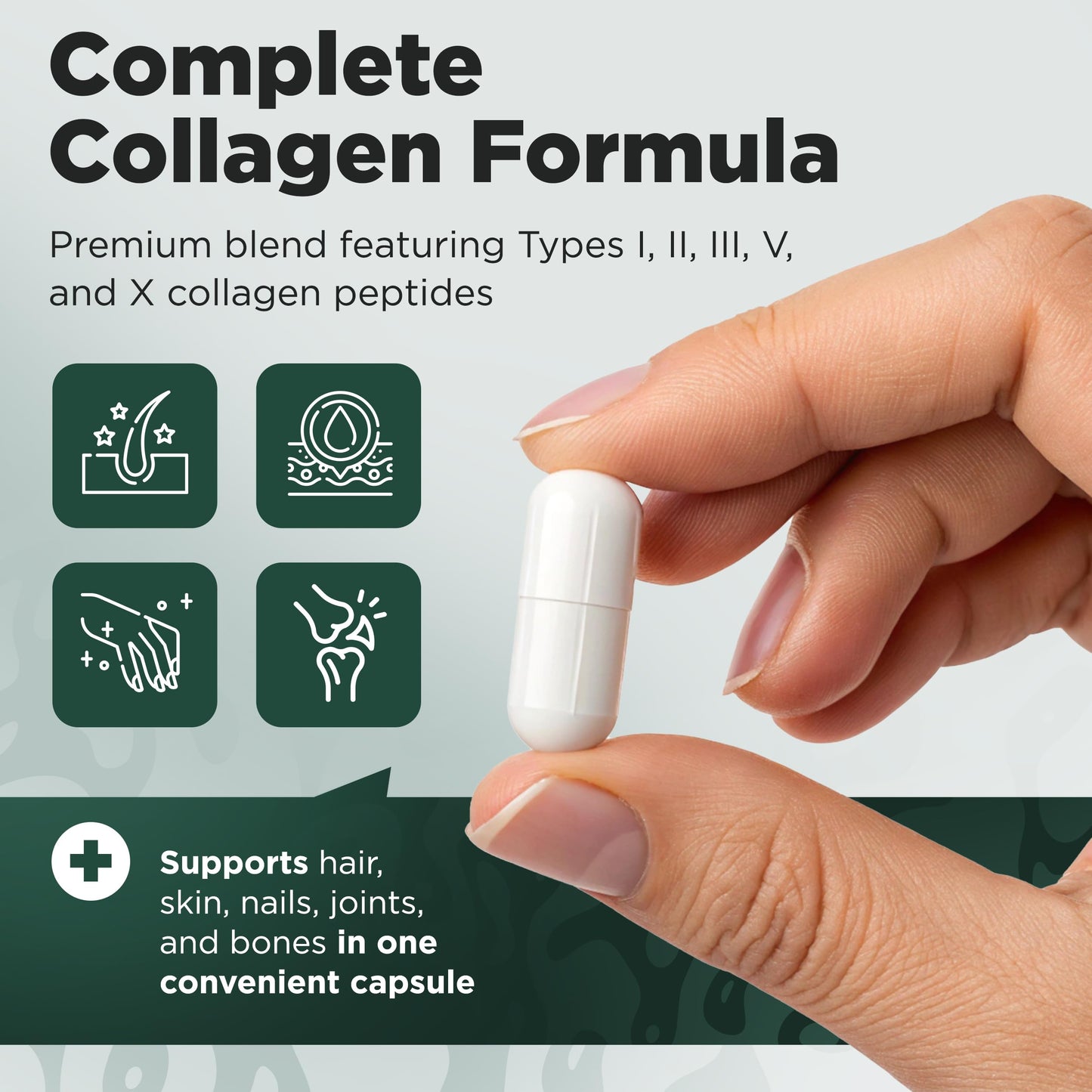 Complete Collagen Capsules for Women – 1800mg, Types I-V, 90 Capsules