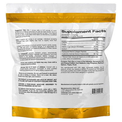 California Gold Nutrition CollagenUP® — Marine Collagen Peptides with Hyaluronic Acid & Vitamin C, Unflavored, 464 g