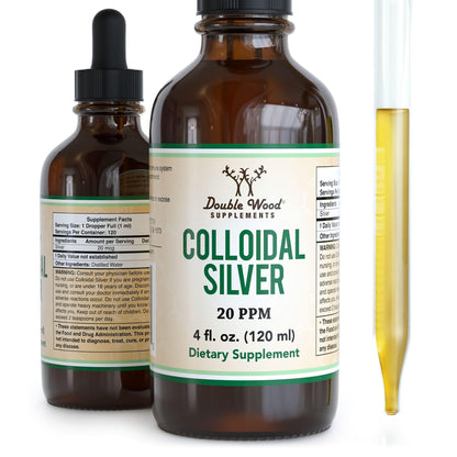 Colloidal Silver Liquid 20 PPM - 4 Fl Oz | Double Wood Supplements