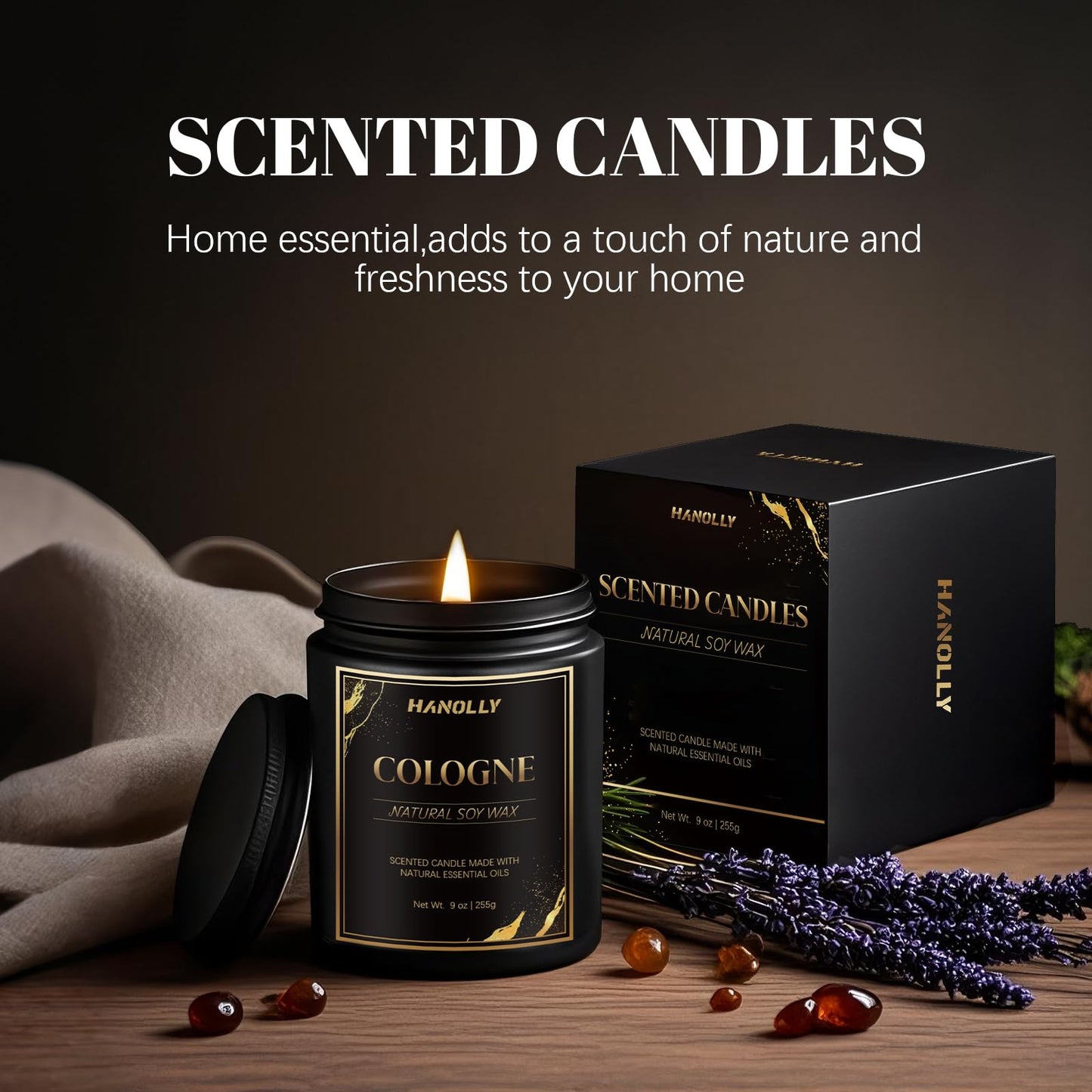 Cologne Candle - 9 oz Soy Wax Scented Candle for Men | Masculine Aromatherapy Gift