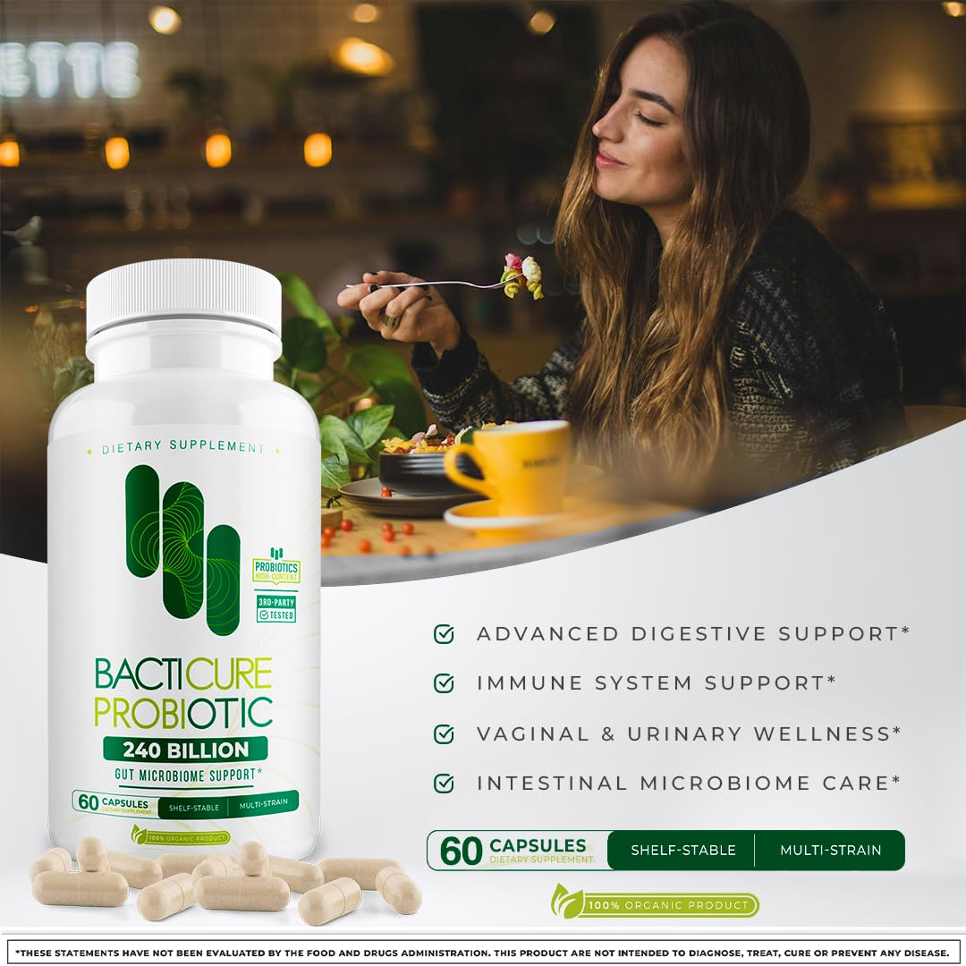 Bacticure Probiotic 120 Capsules | Digestive Health, Women's Wellness & Immune Support