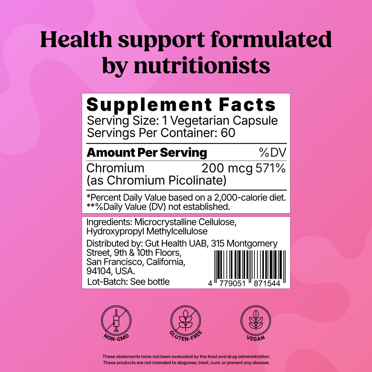 ColonBroom Chromium Picolinate 200mcg - Colon Broom Anti Sugar Craving Suppressant - 60 Capsules, Vegan, Gluten Free, Non-GMO