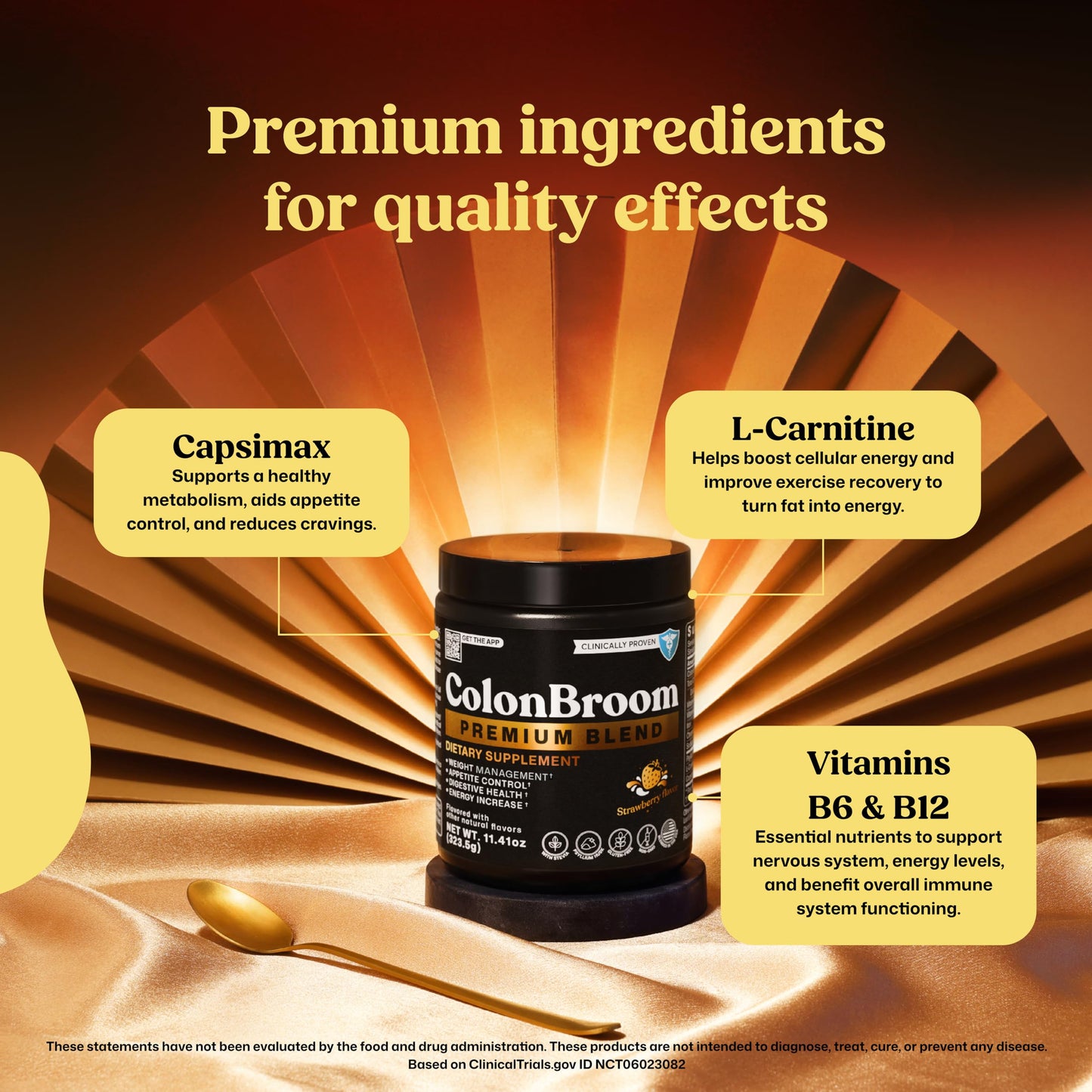 ColonBroom Premium Weight Management Supplement (Strawberry) - Psyllium Husk Fiber Powder Drink - Gluten Free, Non-GMO, 100 Servings