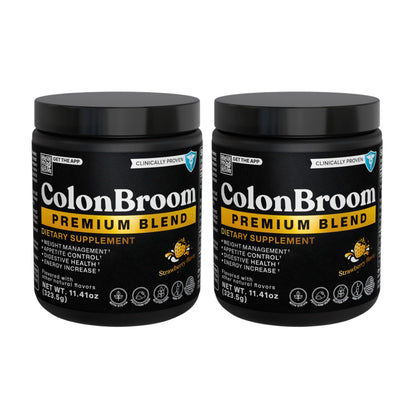 ColonBroom Premium Weight Management Supplement (Strawberry) - Psyllium Husk Fiber Powder Drink - Gluten Free, Non-GMO, 100 Servings