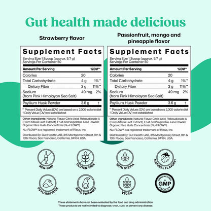 ColonBroom Psyllium Husk Powder - Bloating Relief & Digestive Health (2 Pack)