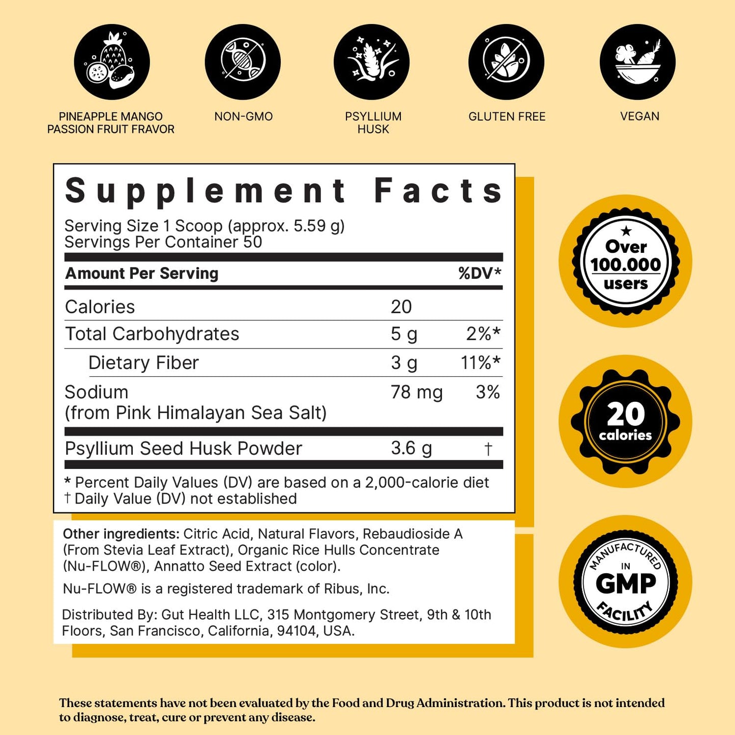 ColonBroom Psyllium Husk Powder with Stevia (Tropical Fruits) – Digestive Fiber Drink for Bloat Relief & Gut Health | 50 Servings