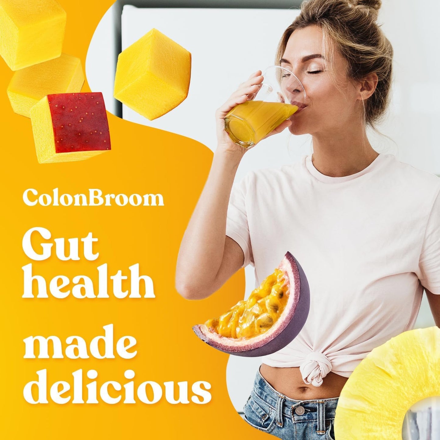ColonBroom Psyllium Husk Powder with Stevia (Tropical Fruits) – Colon Cleanse & Digestive Fiber Powder – 150 Servings