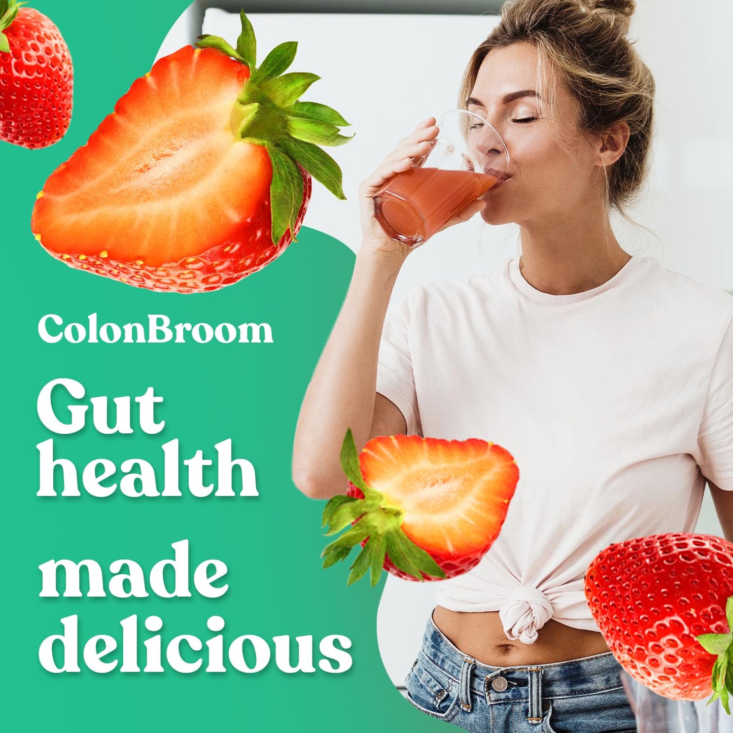 ColonBroom Psyllium Husk Powder (Strawberry) – Fiber Powder for Digestive Wellness | 100 Servings
