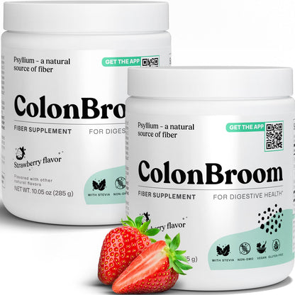 ColonBroom Psyllium Husk Powder (Strawberry) – Fiber Powder for Digestive Wellness | 100 Servings