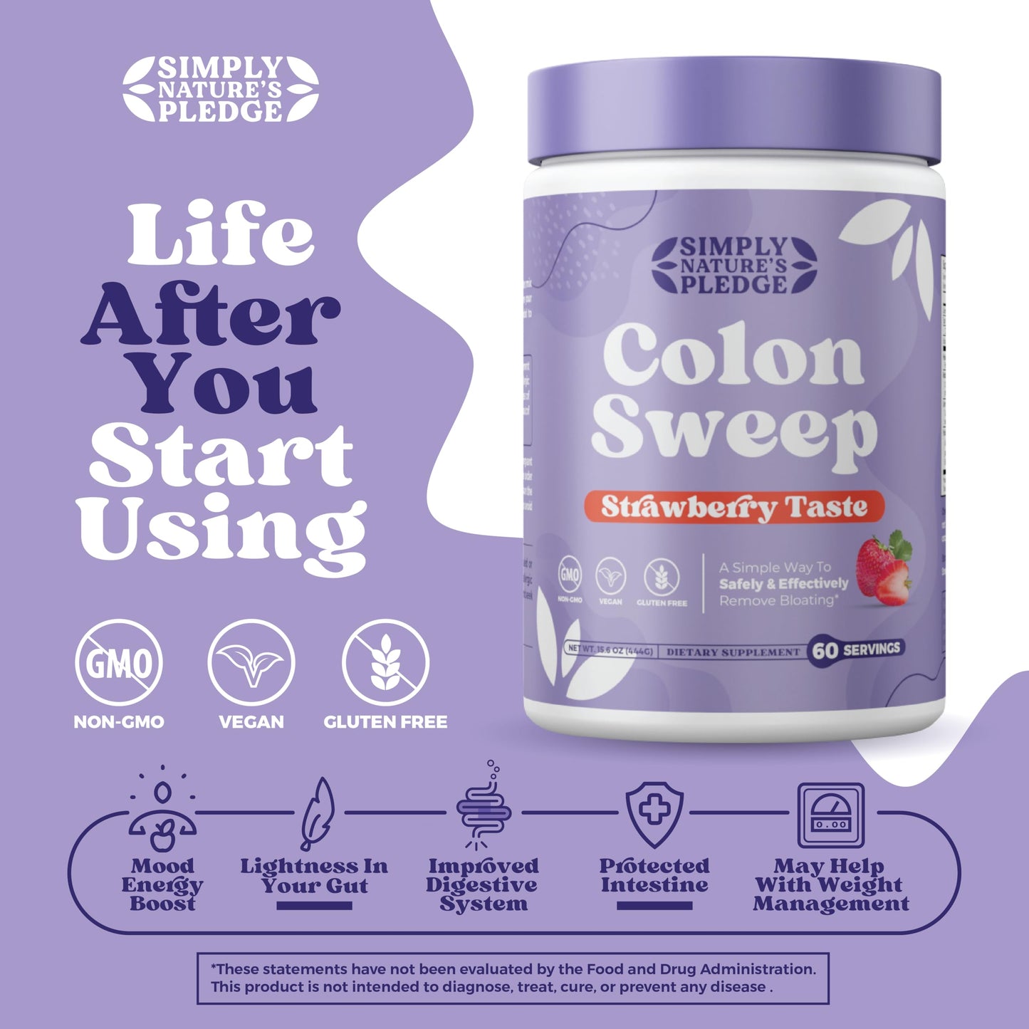 ColonSweep Psyllium Husk Powder – Vegan Gluten Free Fiber Supplement (16 oz, 60 Servings)