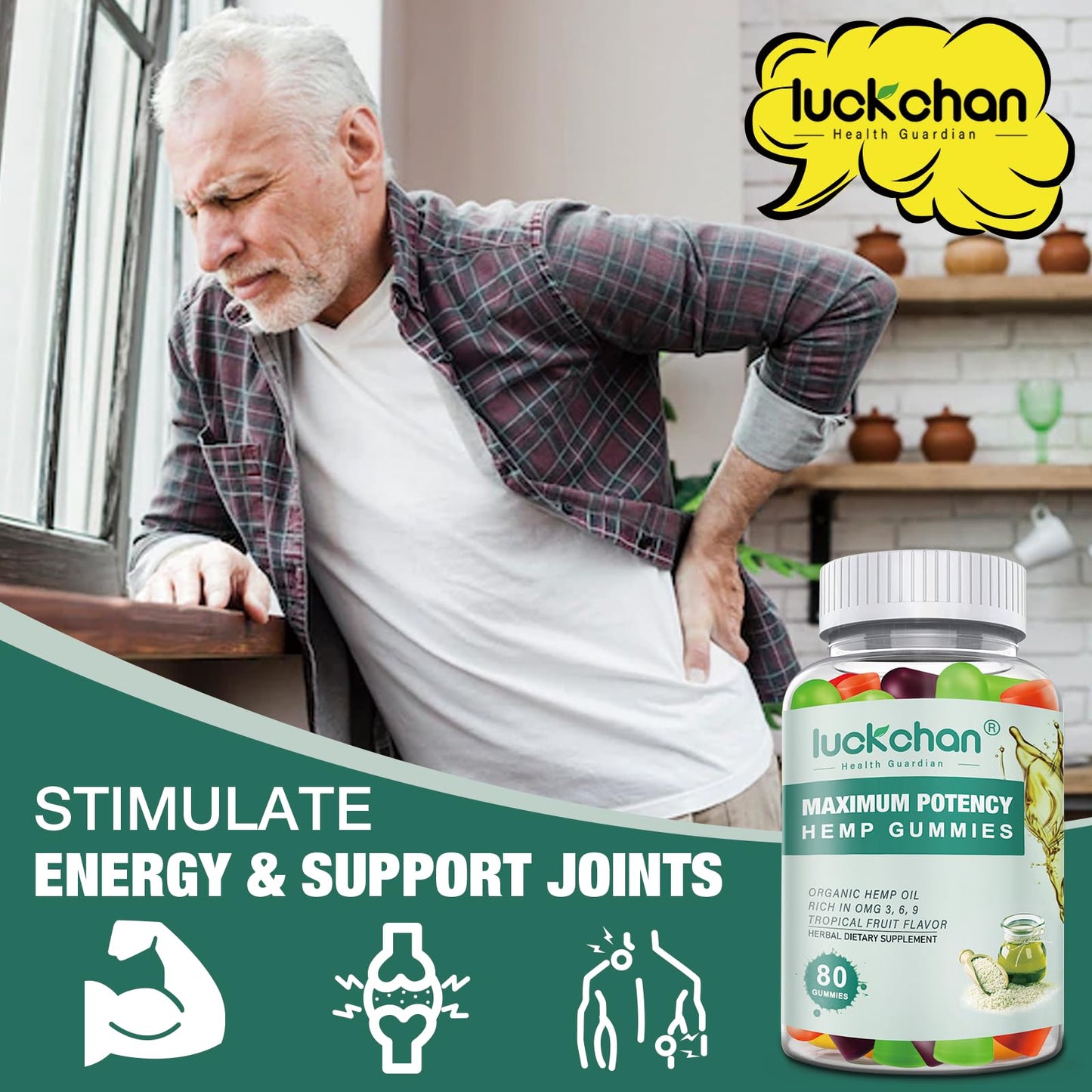 LUCKCHAN Hemp Gummies Advanced Extra Strength – 4-Pack for Sleep, Pain & Anxiety