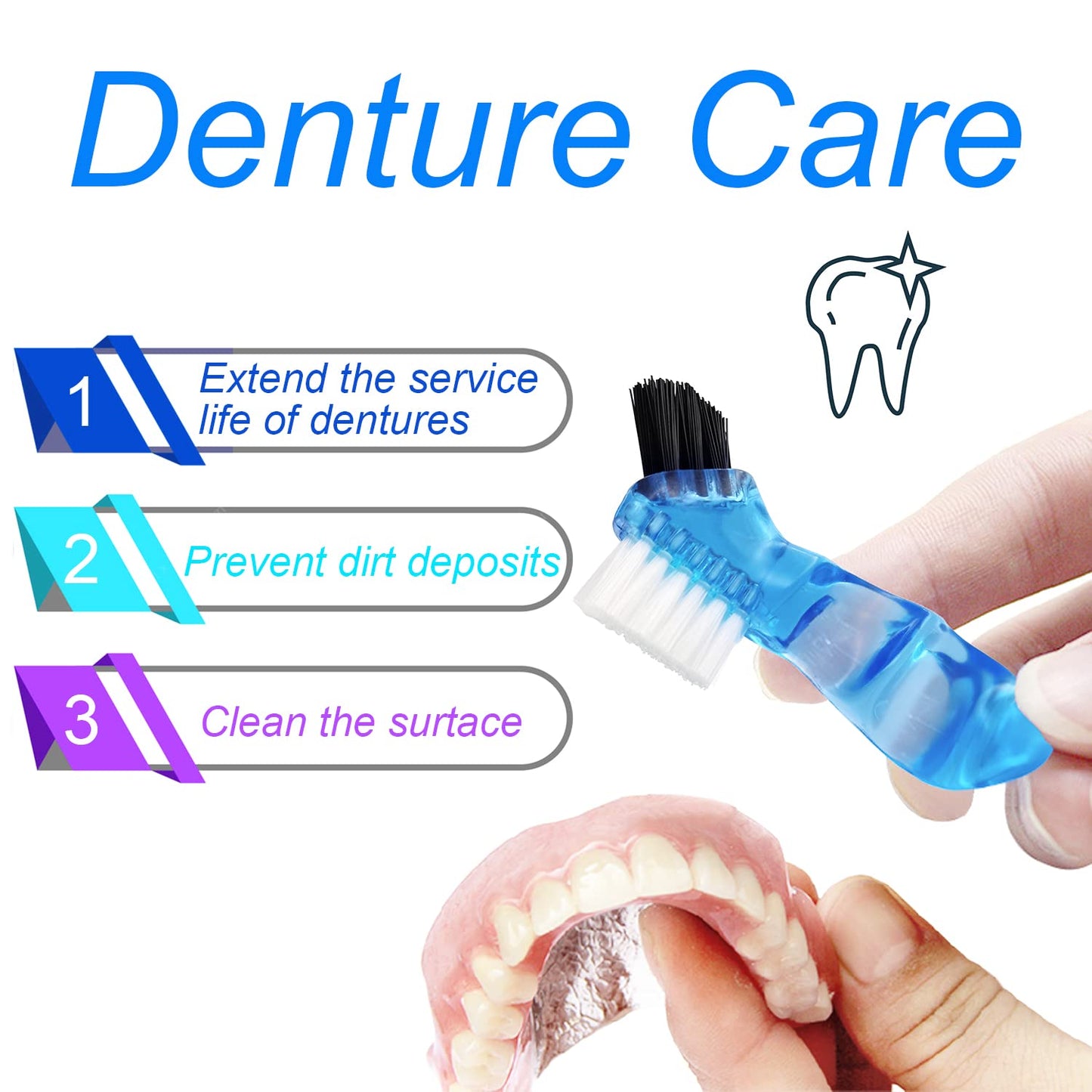 Colorful Denture Bath Case with Brush - Waterproof Mouth Guard Storage (Purple)