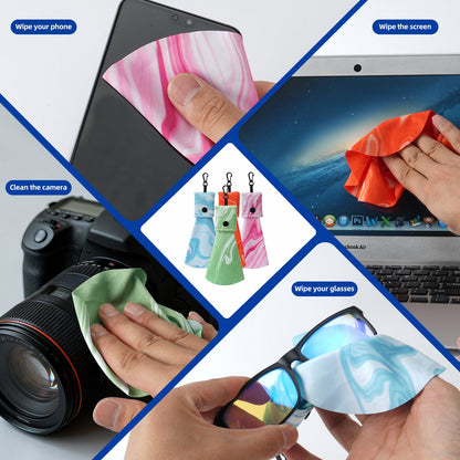 Colorful Glasses Cleaning Cloths - Microfiber Wipes | Portable Keychain Lens Cleaner for Sunglasses & Electronics