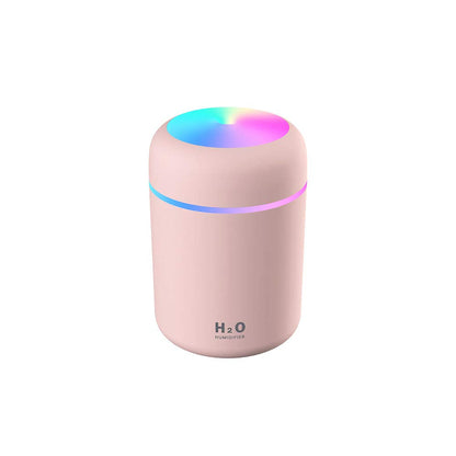 Colorful Mini USB Humidifier with Aroma Diffuser - 2 Mist Modes (Pink)