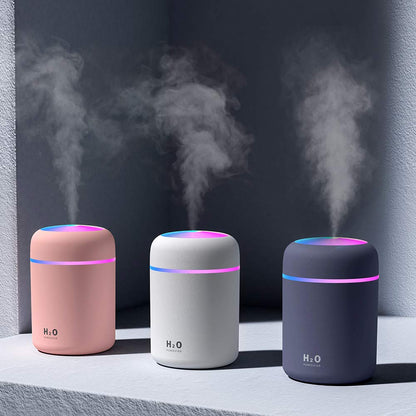 Colorful Mini USB Humidifier with Aroma Diffuser - 2 Mist Modes (Pink)