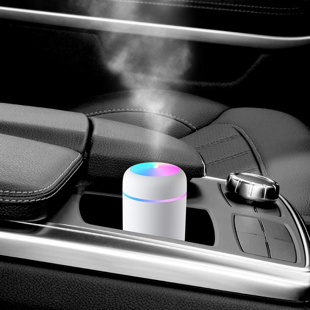 Colorful Mini USB Humidifier with Aroma Diffuser - 2 Mist Modes (Pink)