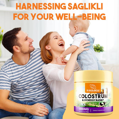 Colostrum Powder 5,000 mg – Grass-Fed Bovine with Prebiotics, Probiotics, Lactoferrin & PRP (30 Servings)