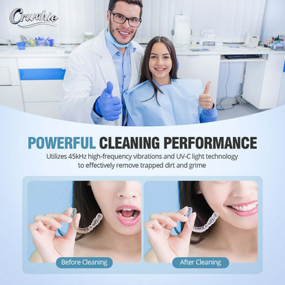Ultrasonic Retainer Cleaner 45kHz - 3 Modes, Visible Window, Digital Timer - Black