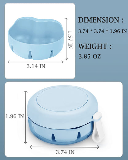 Denture Case No-Leak Travel Box with Strainer & Magnetic Mirror - BLUE