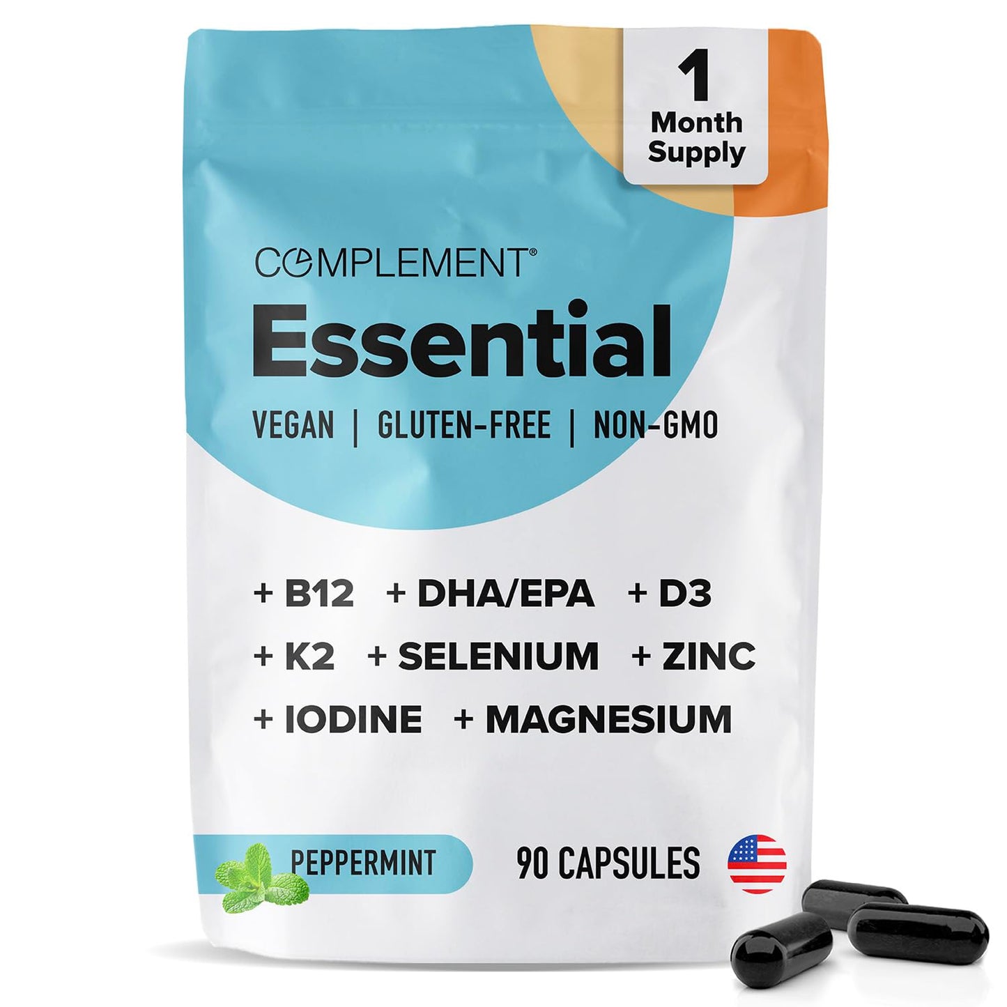 Complement Essential Vegan Multivitamin for Men & Women | Omega-3 DHA/EPA, D3 & K2