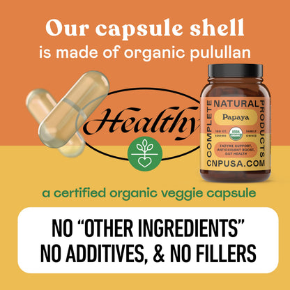 Complete Natural Organic Papaya Enzymes & Papain Capsules – 500mg, 100 Pills