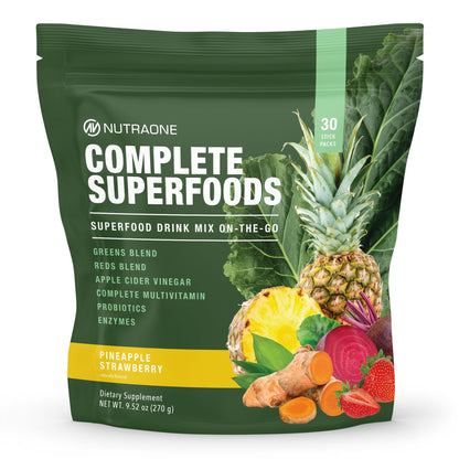 Complete Superfoods, Complete Spectrum Multivitamin, Greens and Reds Blend, Enzymes, Probiotics – Pineapple Strawberry, 30 Stick Packs
