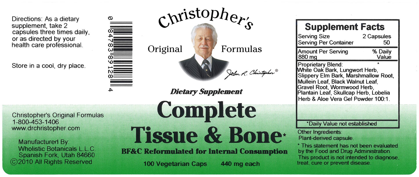 Christopher's Original Formulas Complete Tissue & Bone Formula – 100 Veg Caps