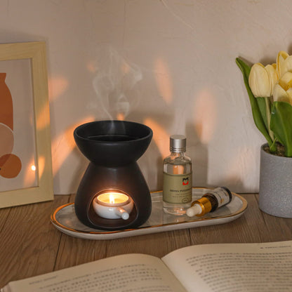 ComSaf 2-Pack Essential Oil Burner – Ceramic Wax Melt Diffusers, Black