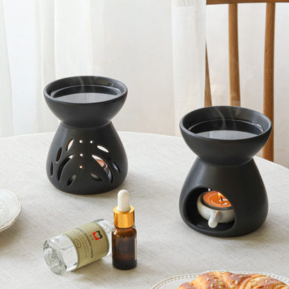 ComSaf 2-Pack Essential Oil Burner – Ceramic Wax Melt Diffusers, Black