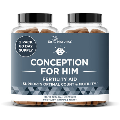 Conception For Him – Men’s Fertility Supplements (Ashwagandha, Folate, Zinc, Magnesium) – 120 Veg Soft Capsules