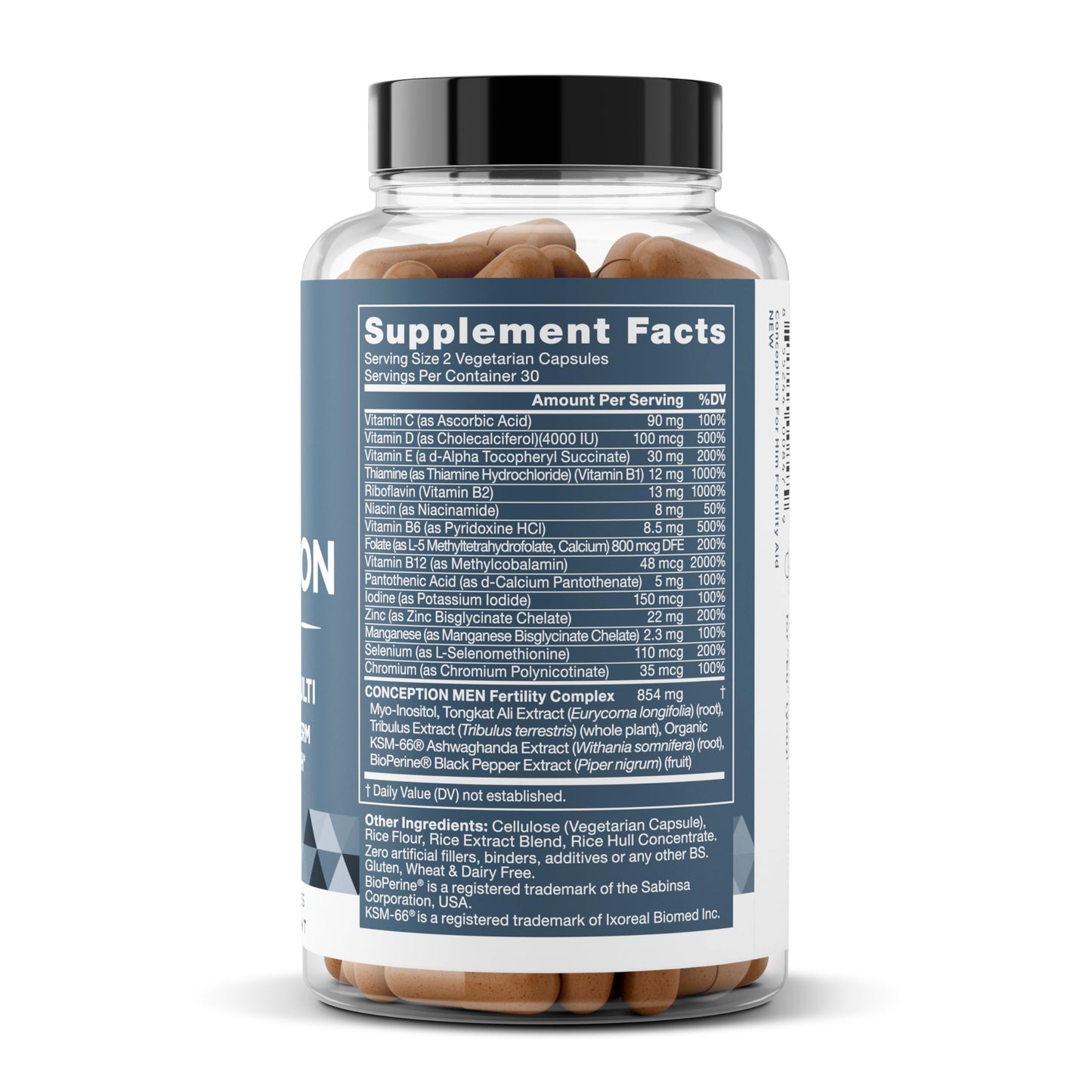 Conception For Him – Men’s Fertility Supplements (Ashwagandha, Folate, Zinc, Magnesium) – 120 Veg Soft Capsules