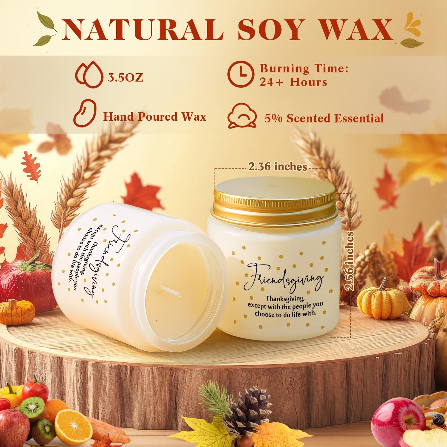 Conelist 12-Pcs Thanksgiving Scented Candles Set – 3.5 oz Soy Wax Glass Jars (Friendsgiving Gift)