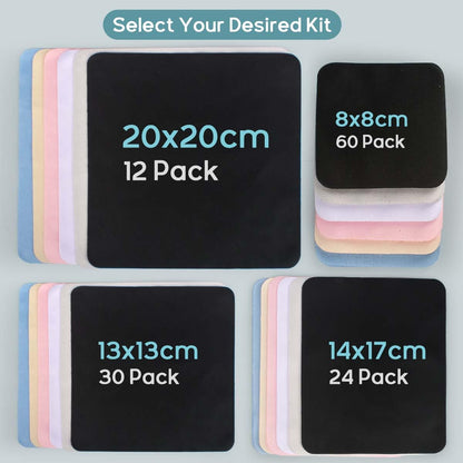 CONLI 60-Pack Small Microfiber Cleaning Cloths for Eyeglasses – Luxury Suede, 8x8 cm