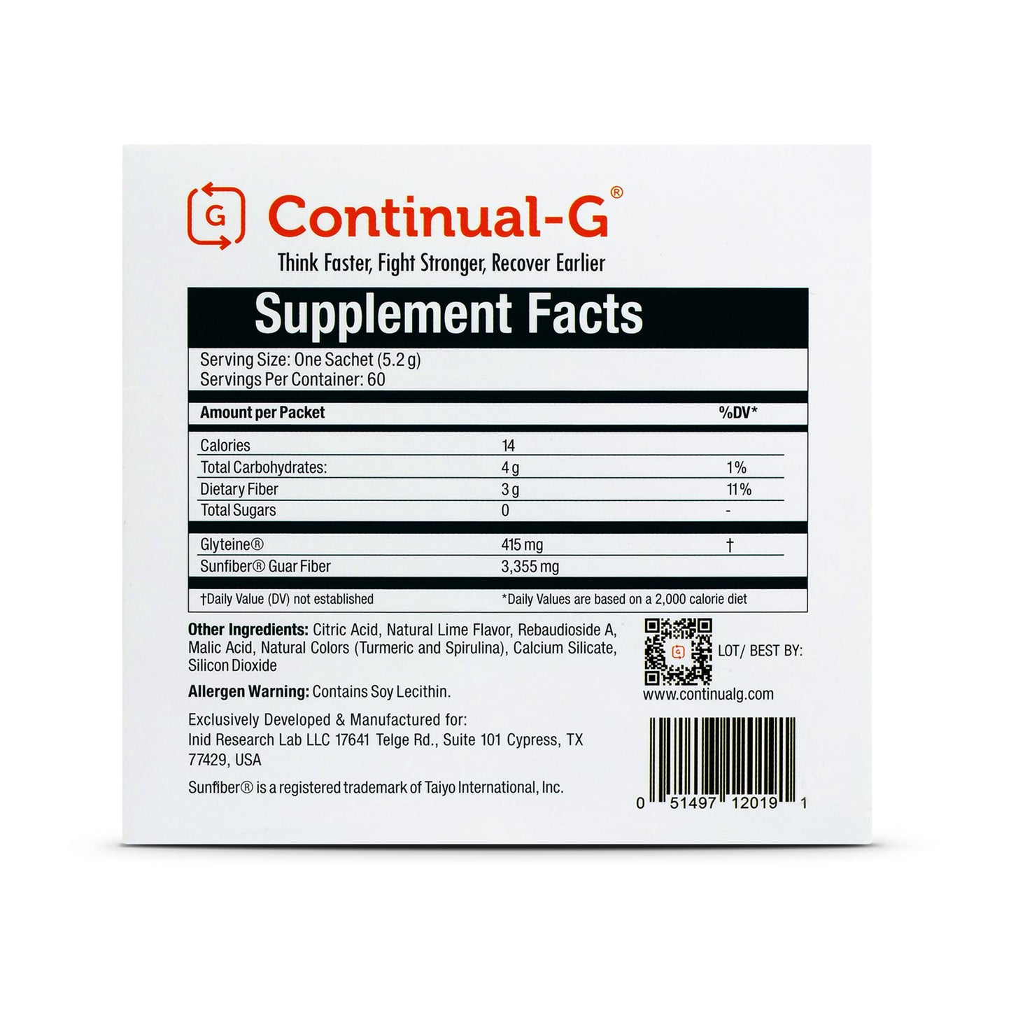 CONTINUAL G Powder - Clinically Proven Glutathione Precursor with Glyteine & Sunfiber