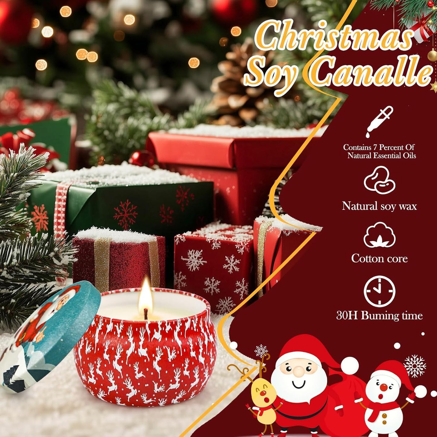 Christmas Candle Gift Set for Women - 4 Pack Soy Wax Aromatherapy Candles